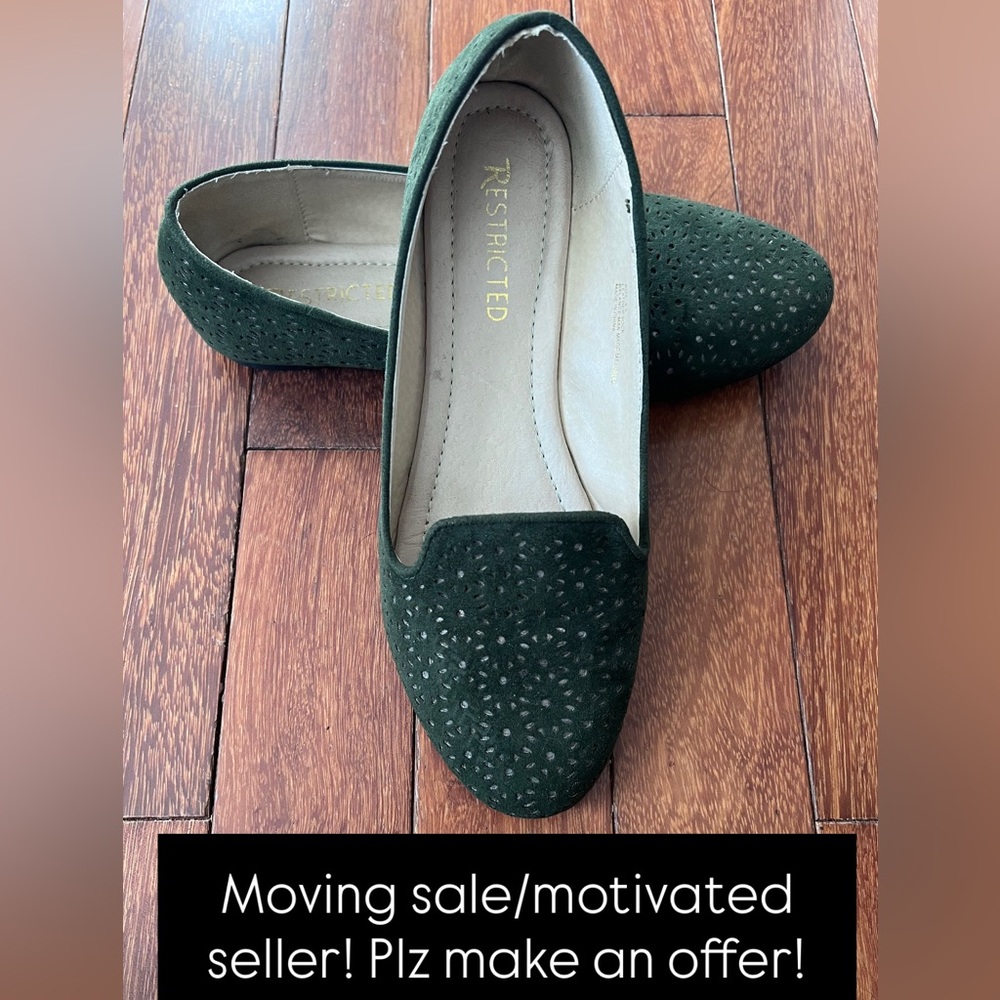 Restricted Green/Gold Women's loafer flats